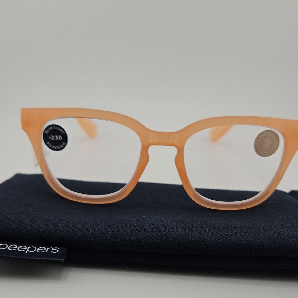 Peepers Nola Sherbert +2.50 Blue Light Filtering, Spring Hinges & Case NEW